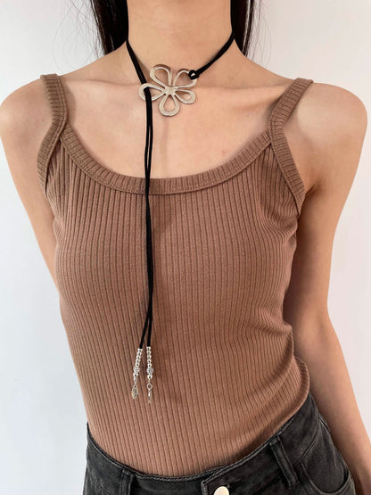 Flower necklace Bohemian necklace Long rope design Personality and fashion Multiple wearing styles Women's Necklaces