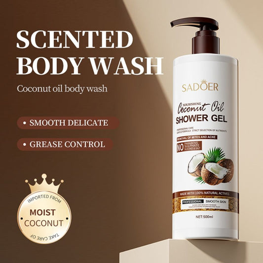 SADOER 500ml Coconut Body Wash Shower Gel Amino Acid Clean gently Nourishing skin Moisturizing Fragrance Shower Gel remove dirt Remove mites Moisturize the cuticle grease control