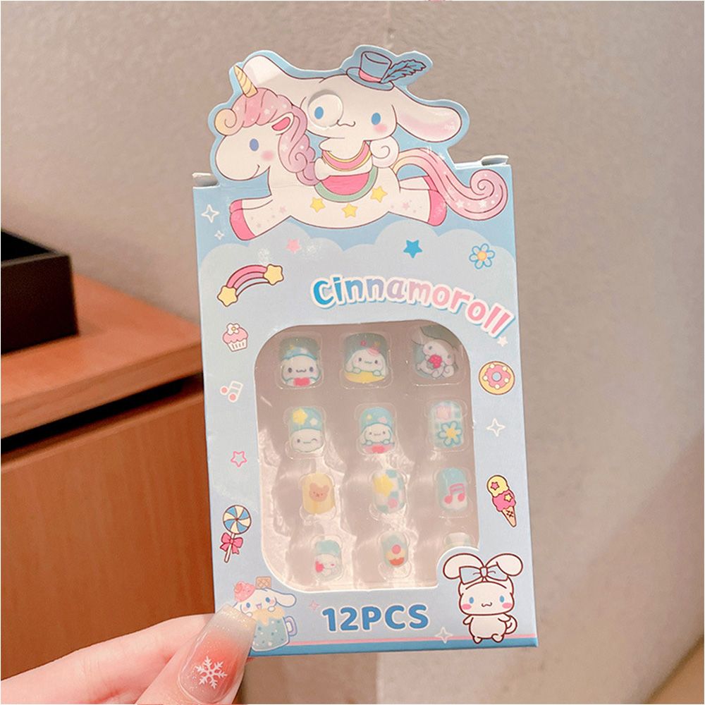 Hot selling children's nail art, bright pink, gradient color, European nail art, fake nail wearing nail art