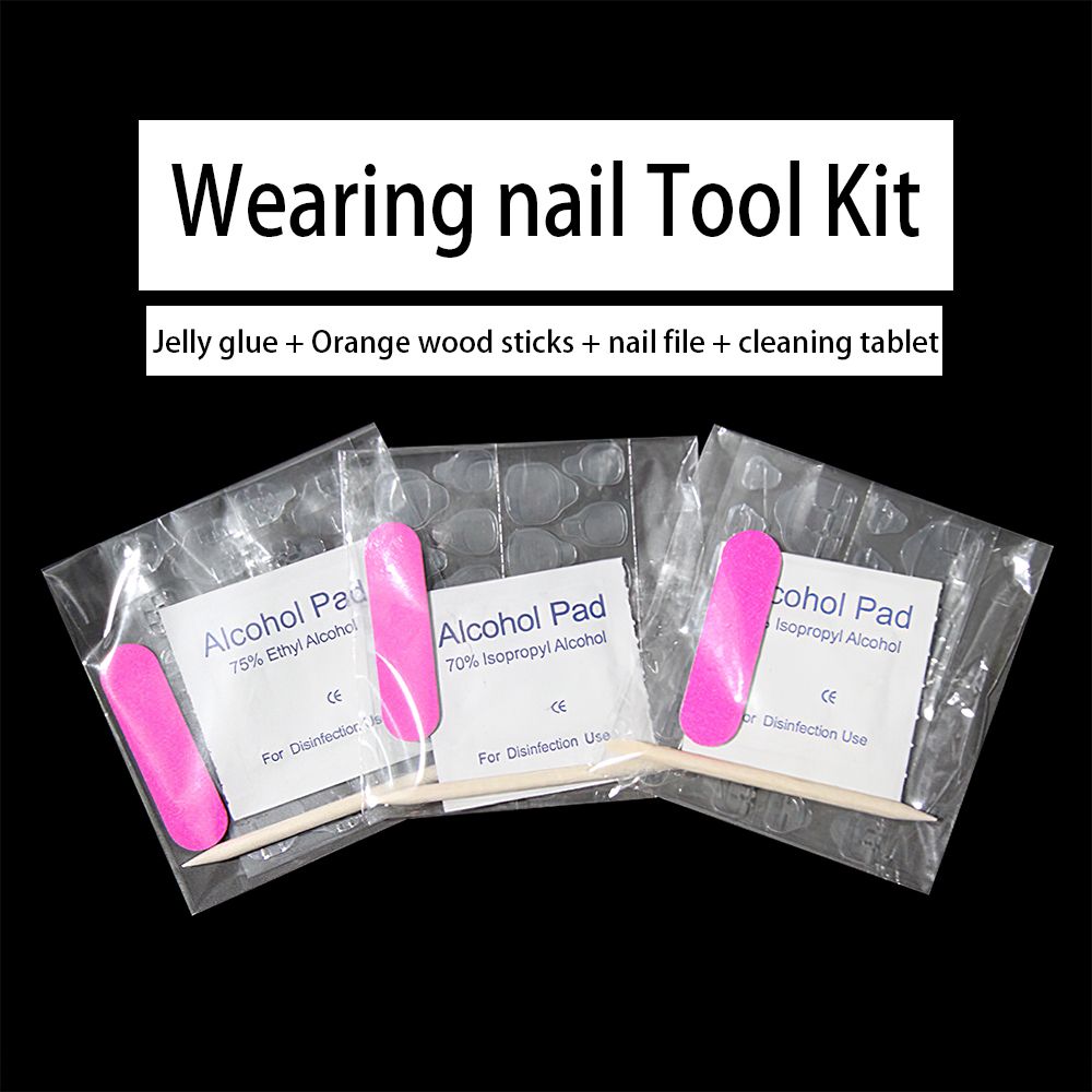 Nail tool kit Nail tool kit Nail tool kit Wear a four-piece nail tool kit Jelly glue cleaning tablet nail file Orange wood sticks
