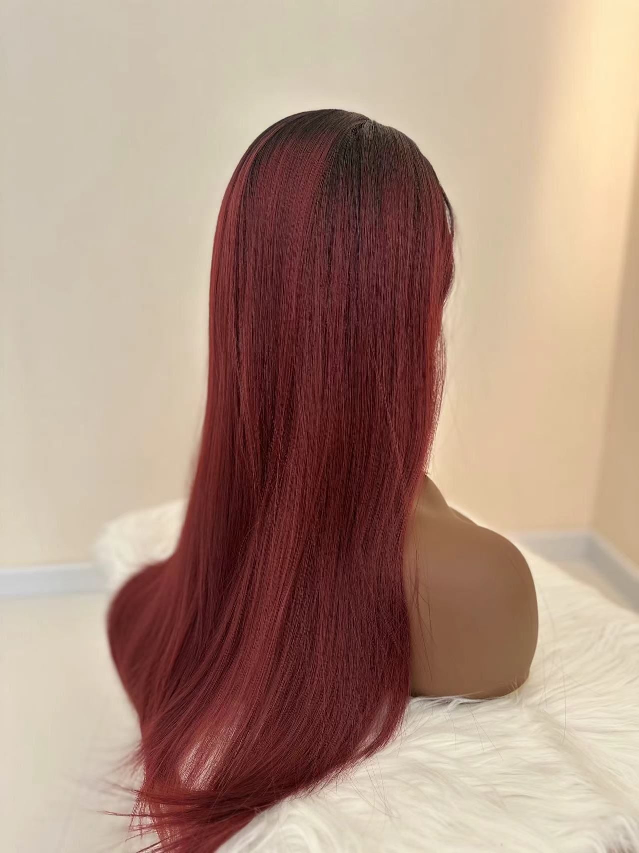 Synthetic Long Straight Wigs - 28 inch Vibrant Red | Natural Look(African Women, Quick Install, Birthday Gift,Affordable party wigs)