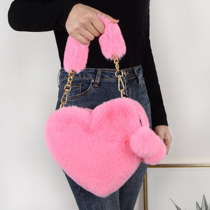 New Arrival Women's Bags Imitation Rabbit Hair Cute Fashion Love Bag Women's Handbag Plush Bag