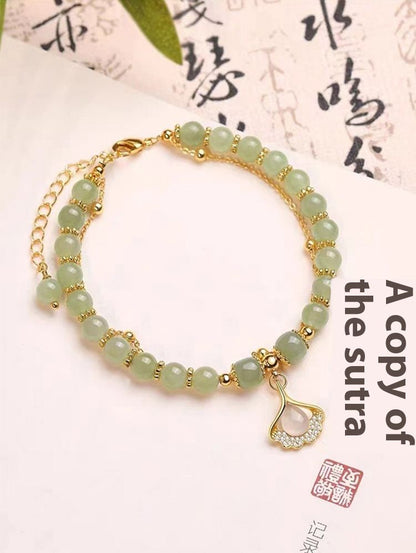 Women's bracelets, double-layer apricot leaf bracelets, women's fashion, high-end sense, Valentine's Day gifts for girlfriends, birthday gifts, female accessories