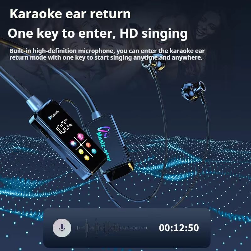 Sports Earphones Two Ears in-ear Wireless Bluetooth Earpods Neckband Earphones Earbuds Ultra-Long Standby Ear Return Monitoring Card Plug-in Noise Reduction Comfortable And Stylish High Quality