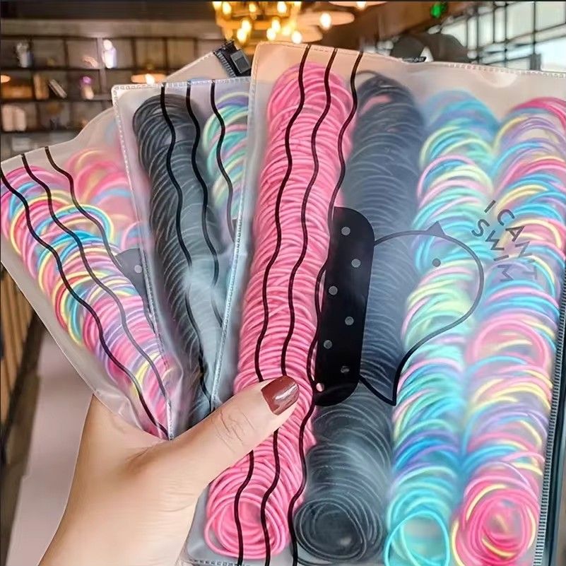 200/300pcs Cute Hair Ties For Kids & Girls - Colorful Elastic Polyester Hair Bands Ponytail Holder Children Rubber Band Hair Accessories