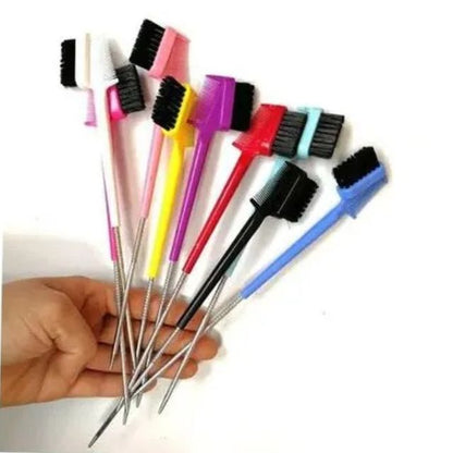 3 in1 Edge Brush Double Sided eyebrow edge Control Hair Comb lay edges design