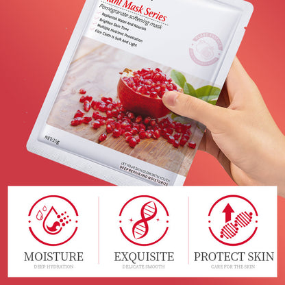 SADOER 18PCS Skin Care Set Red Pomegranate Gifts Set Moisturizing Face Brightening Lotion + Face Toner + Face Cleanser + Face Serum + Face Cream + Eye Cream + 10PCS Face Masks + Hand Cream + Lip Balm