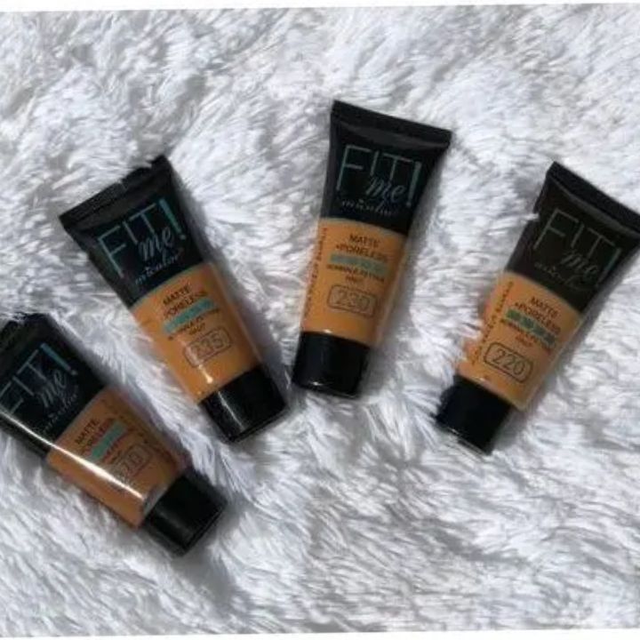 Micolor 4PCs Fit Me Matte Poreless Powder + Liquid Foundation + Primer + Finish Spray Fixer