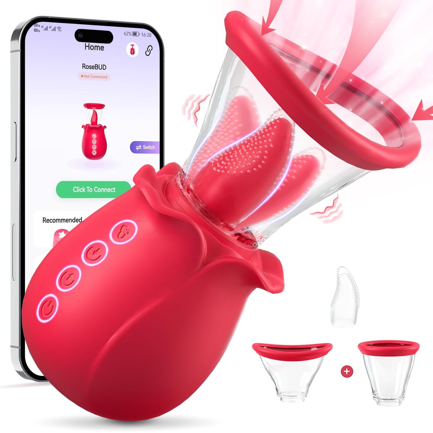 Sucking Vibrator Sex Toys for Women 3 Sucking 7 Tongue Licking APP Control Vibrator with 2 Suction Cups Adult Sex Toy for Nipple Clitoral Stimulator Clit Pussy Pump Female Sex Toys
