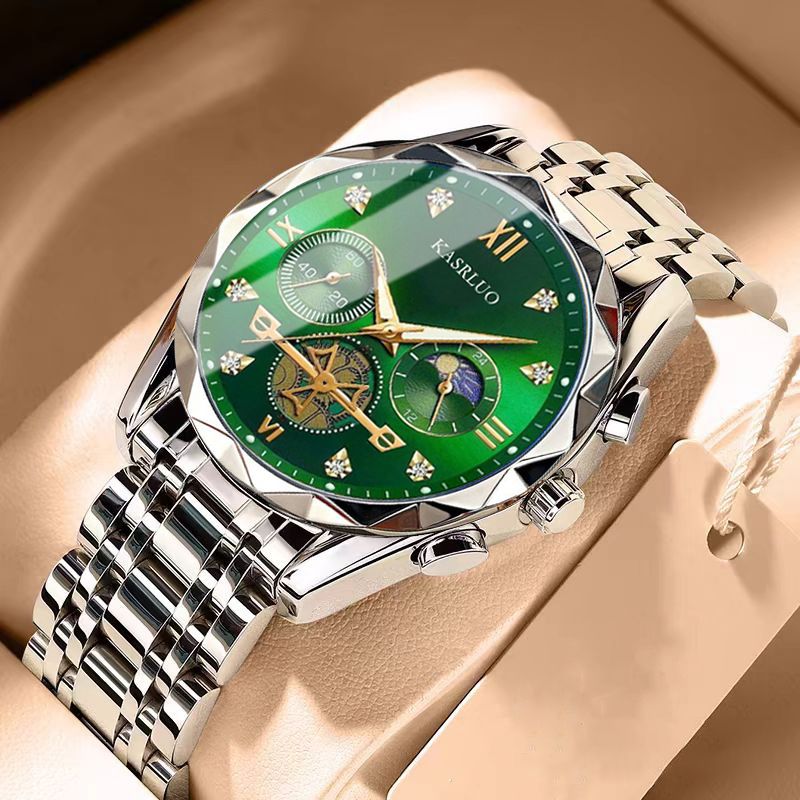 New multifunctional men's quartz watch versatile trendy waterproof luminous watch six-pin timing casual trendy men's alloy men's watch
