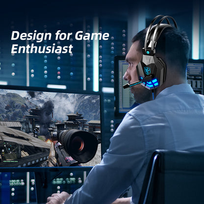 Computer Microphones 3.5MM Wire Luminous Gaming Headset Noise Cancelling Soft Earmuff Headphones With Microphone For Smartphones PC Play Station 4