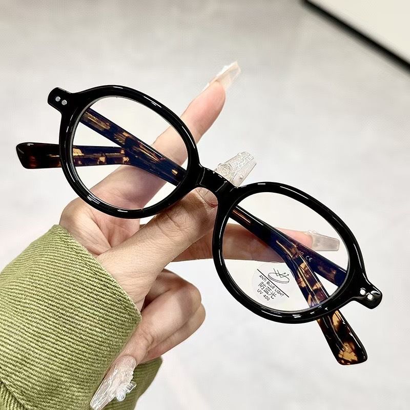 Japanese retro round frame tortoiseshell glasses frame, small frame literary women's plain glasses, ferrule imitation sheet frame