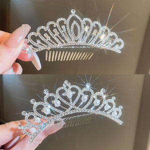 Diamond studded flower, leaf, hair headband, princess birthday atmosphere, crown headband, light luxury, fashionable and high-end feeling