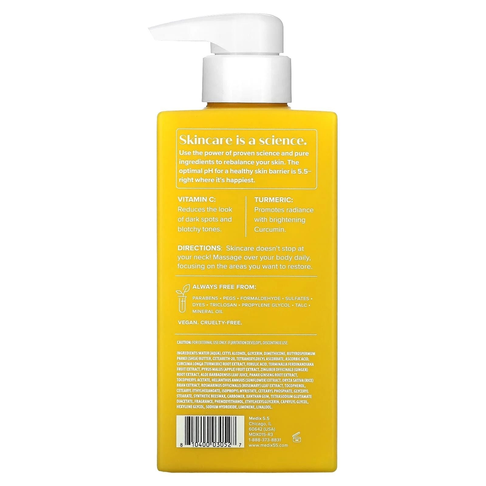 2 Packs Medix 5.5 Lotion + Cream VITAMIN C, GINGER & GINSENG BODY CREAM Anti-Aging, & Anti-Dark Spots Firming & Brightening Body Cream Moisturizes Removes Wrinkles & Dark Spots 500ml Body Creams