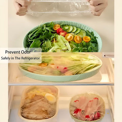 100 Pieces Plastic Wrap, Extra Thick Disposable Plastic Wrap - Clear, Retractable Plastic Wrap for Leftovers, Fruits and Vegetab