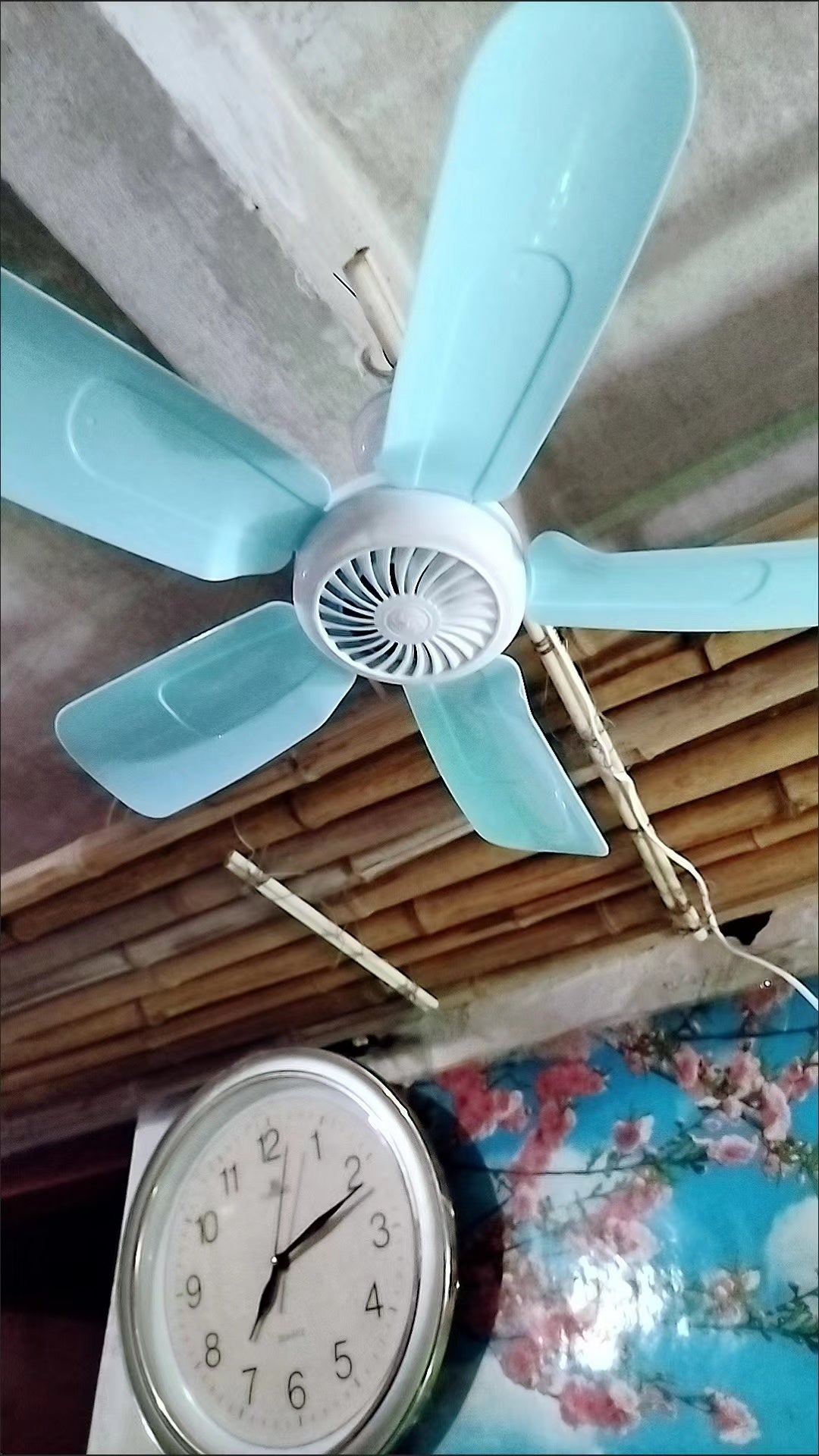 5Blades Quiet Small DC Ceiling Fan Hanging Fan for Camping Cruise RV Tent Gazebo Bed Dormitory Home Room Ceiling Fan Portable Canopy Fan with ON/OFF switch