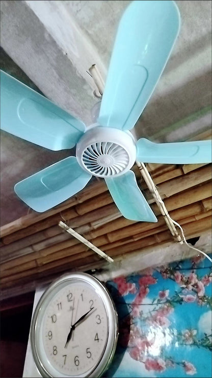 5Blades Quiet Small DC Ceiling Fan Hanging Fan for Camping Cruise RV Tent Gazebo Bed Dormitory Home Room Ceiling Fan Portable Canopy Fan with ON/OFF switch
