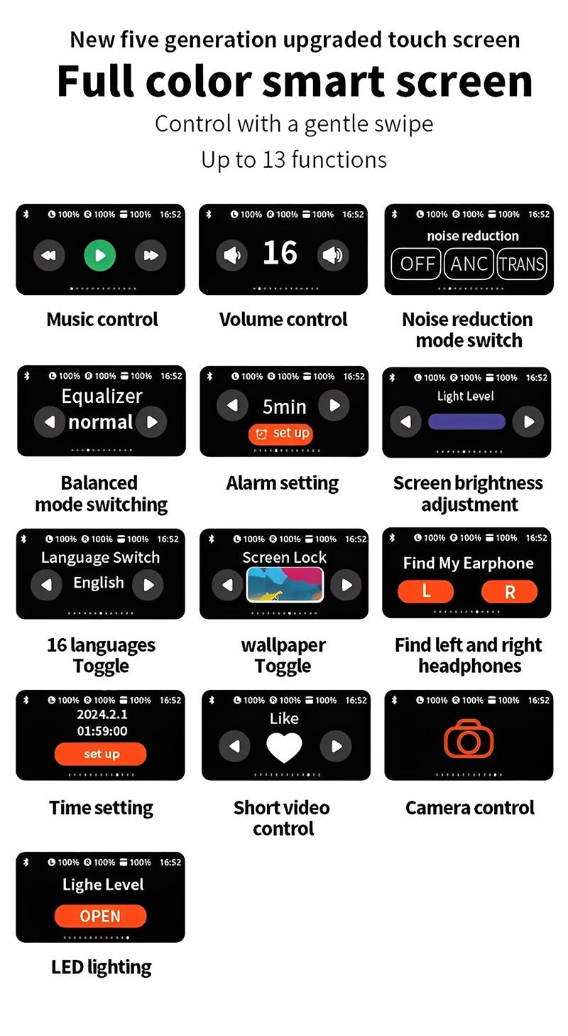 A9 For Small Ears TWS Macaronian Pods Full color touch smart screen series Wireless Earpods Bluetooth Earphone for android&ios Pods Earbuds