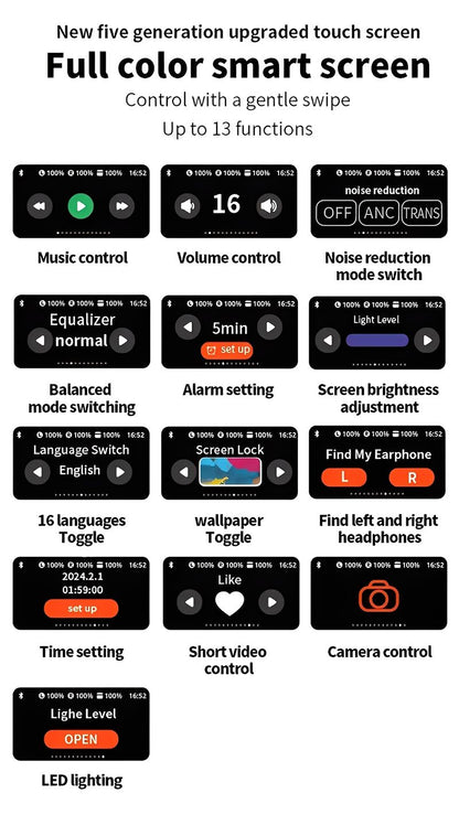 A9 For Small Ears TWS Macaronian Pods Full color touch smart screen series Wireless Earpods Bluetooth Earphone for android&ios Pods Earbuds