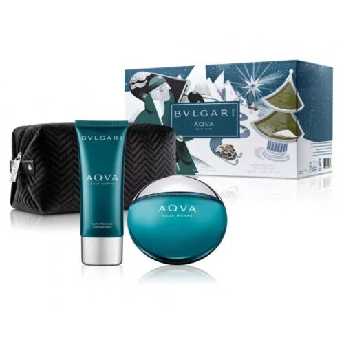 Bvlgari Aqva Pour Homme EDT 3 Piece Gift Set with ASB & Pouch