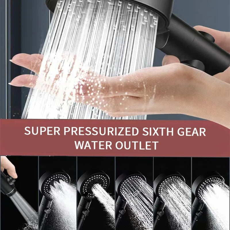 High Pressure Shower Head 5 Modes Adjustable Showerheads with Hose Water Saving One-Key Stop Spray Nozzle Bathroom Accessories