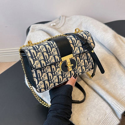 Mateamoda Refined Monogram-Printed Chain Sling Bag Underarm Bag Crossbody Bag