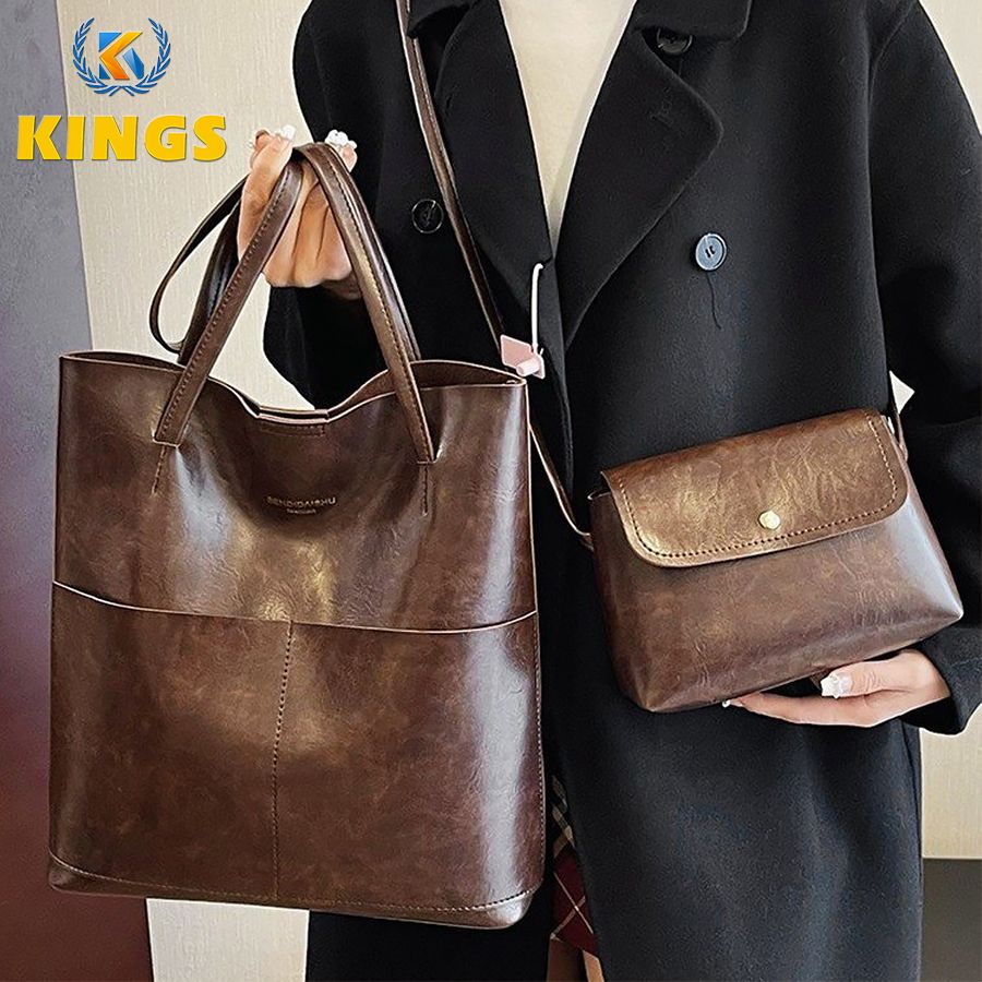 2 In 1 Ladies Classic Handbag Cross-body Bag Set High Quality PU Bags - Brown 2 In 1 Ladies Classic Handbag Cross-body Bag Set High Quality PU Bags - Brown