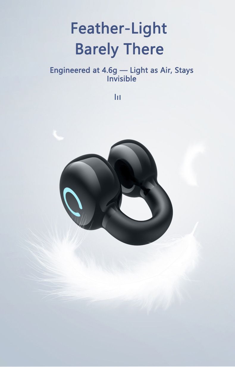 RichRipple Long Standby 4-6H Single-Pack Sports Bluetooth Headset Ear Clip Type Non-In-Ear Stereo Mini Headset Durable Black