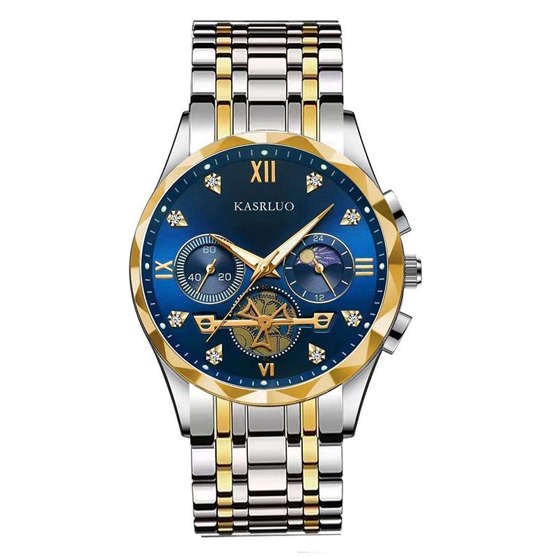 New multifunctional men's quartz watch versatile trendy waterproof luminous watch six-pin timing casual trendy men's alloy men's watch