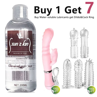 200ml Water Based Sex Lube Long Lasting Lubricant Edible Massage Body Oil Anal Gel Adult Toys for Sex Valentine Gift for Girlfriend Wife Water-soluble Lubricants get Dildo Cock Ring For free