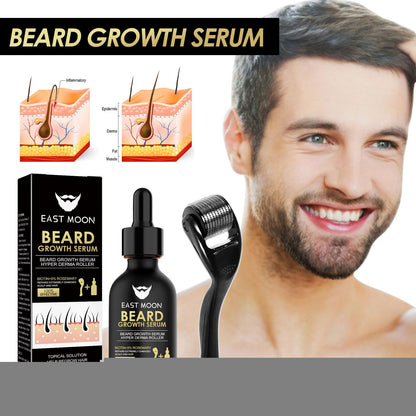 Men's Beard Growth Serum Kit With Derma Roller Stronger Thicker Fuller Beard Serum Set Facial Care Nourishing Thickening Beard Care Oil Set