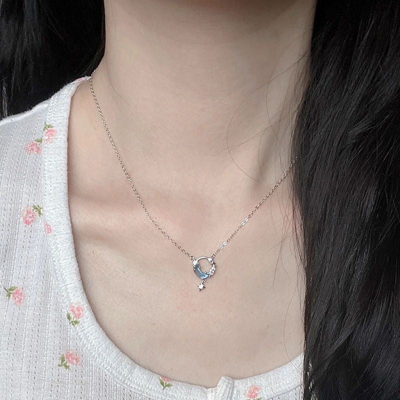 Silver Dream Chasing Star River Moon Necklace Women's Light Luxury Fashion Necklace Versatile Collar Chain
