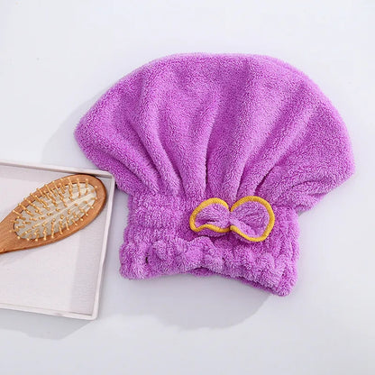 Shower Cap Women Hair Cap Microfibre Quick Hair Drying Bath Spa Bowknot Cap Wrap Towel Hat For Bath Bathroom Accessories