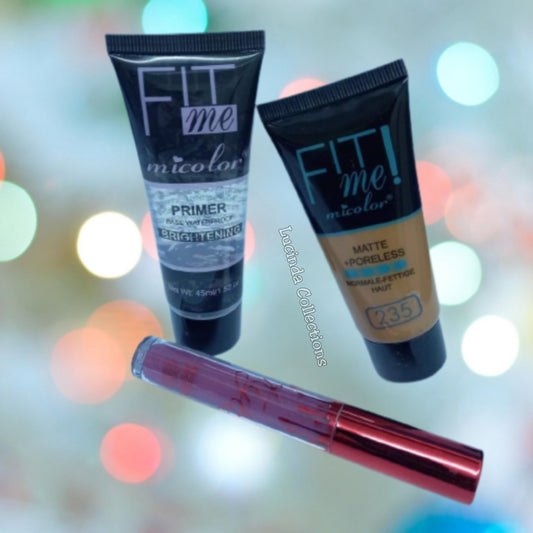 Micolor Fit Me 3 In 1 Matte Poreless Foundation + Primer + Liquid Lipstick