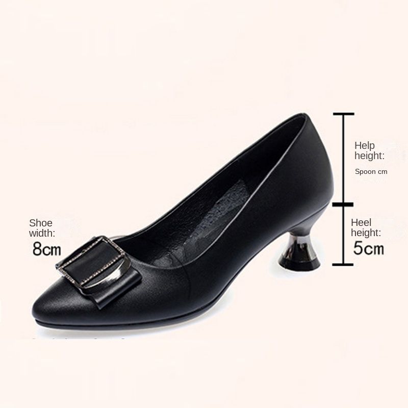 New arrivals women's fashion high heels Ladies PU artificial leather shoes business stiletto heels shoes Girls office work shoes Soft soled non-slip black shoes