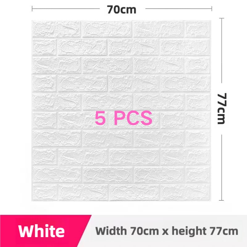 5pcs 70cm*77cm Self Adhesive Foam Wallpaper DIY 3D Wall Panel Living Room Brick Stickers Bedroom Kids Room Brick Papers Home Wall Decor