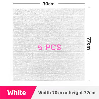 5pcs 70cm*77cm Self Adhesive Foam Wallpaper DIY 3D Wall Panel Living Room Brick Stickers Bedroom Kids Room Brick Papers Home Wall Decor