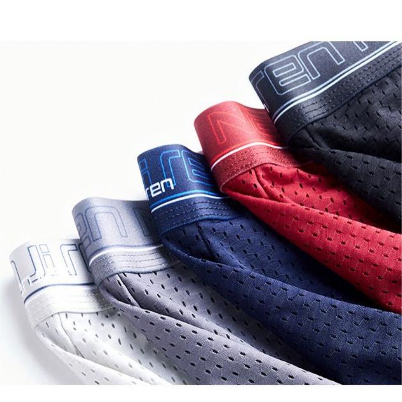 4pcs Briefs Simple And Personalized, Versatile Summer Ice Silk Men'S Underwear, Breathable Shorts, Mesh Boxer Shorts