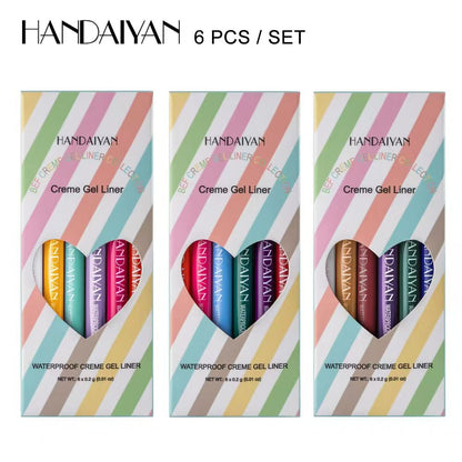 The new 6-piece Eyeliner HANDAIYAN Rotatable Waterproof Non-halo Color Eyeliner pencil set