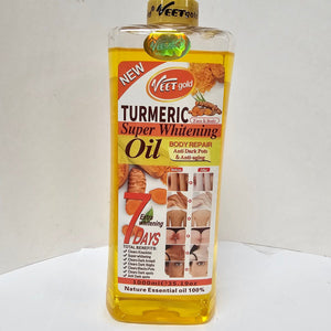 Pack Of 2 - Turmeric Body Oil 1000ml + Body Scrub 550g Super Whitening Skin Repair Anti-Aging Removes Wrinkles Dark Spots & Smooths Clears Knuckles PornThap Premium Organic Exfoliating Body Scrub