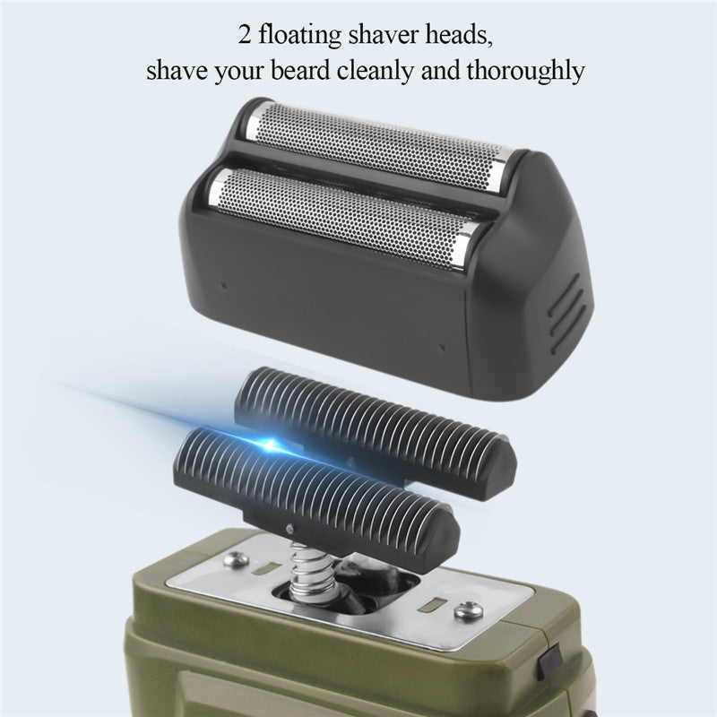 Electric Razor For Men Portable Cordless Men Reciprocating Razor Beard Hair Trimmer Professional Rechargeable Electric Shaver 2 Floating Shaver Head LCD Display Shaving Machine
