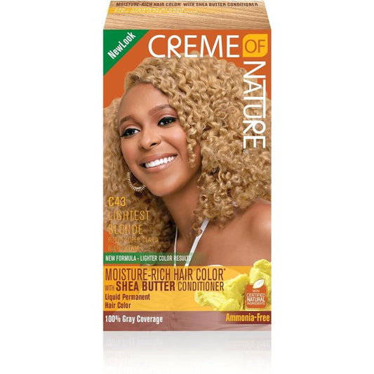 C43 -Lightest Blond moisture- reach hair colour (Ammonia -free) with shea butter conditioner, leaves hair in better condition