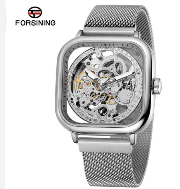 Forsining Automatic Watch – Skeleton Dial Self-Winding Mechanical Men’s Timepiece, Stainless-Steel Case, Luminous Hands, Leather/Mesh Strap Options, 3ATM Water Resistant, Gift Box (FS Series)