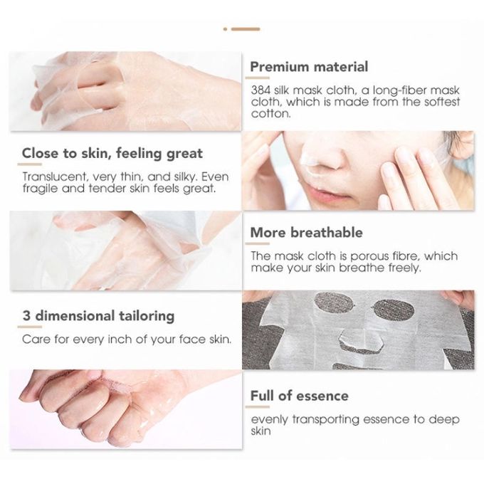 10Pcs Natural Rice Extra Hydrate Beauty Facial Face Mask Sheet - Pack Of 10