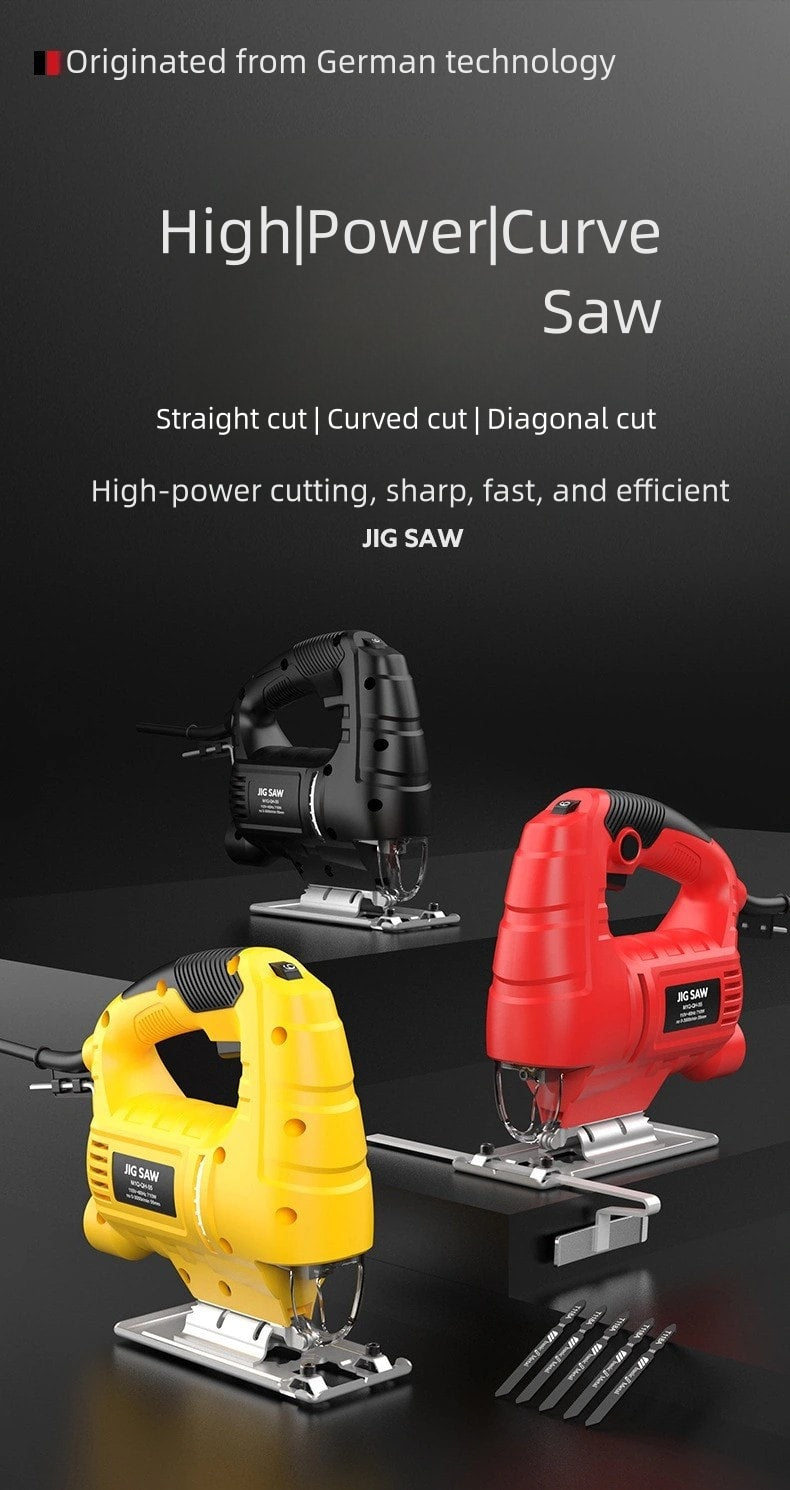 6-Speed Control Electric Jigsaw with 10 Wood Cutting Blades, 45° Bevel Cutting, ,Jig Saw (official standard kit)