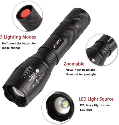 LED Emergency Handheld Flashlight with Adjustable Focus, Water Resistant, 5 Modes, Best Tactical Flashlight for Emergency, Camping and Fishing
