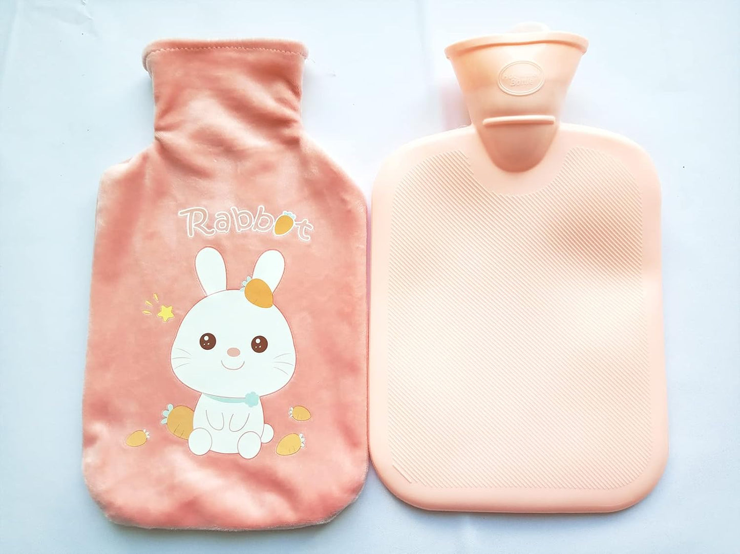 Cute Hot Water Bottles, 1L (34oz) Durable Large Hot Water Bag with Cartoon Plush Cover for Hot and Cold Compress Hand Feet Warmer Thickened Hand Warmer for Neck and Shoulder