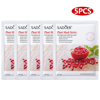 SADOER 8PCS Skin Care Set Pomegranate Fresh Whitening Brightening Face Toner + Face Cleanser + Face Serum + 5PCS Face Mask