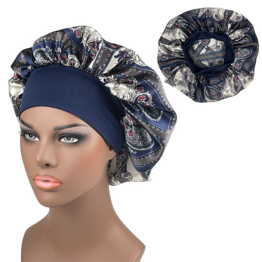 Satin Headscarf Hat Sleeping Bonnet Women Curly Hair Wrap Silk Cap Fashion Head Scarf Headwear Night Sleep Hat Adjust Head Cover Hat For Curly Springy Hair Styling Accessories Soft Elastic Band