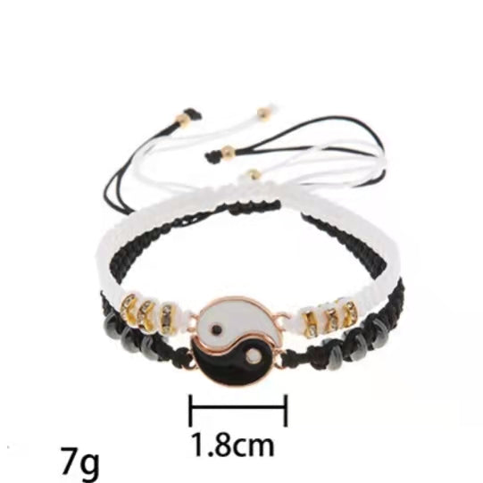 Hot selling new style stitching gossip ying yang couple bracelet hand woven tai chi bracelet ying yang jewellery Brand MM